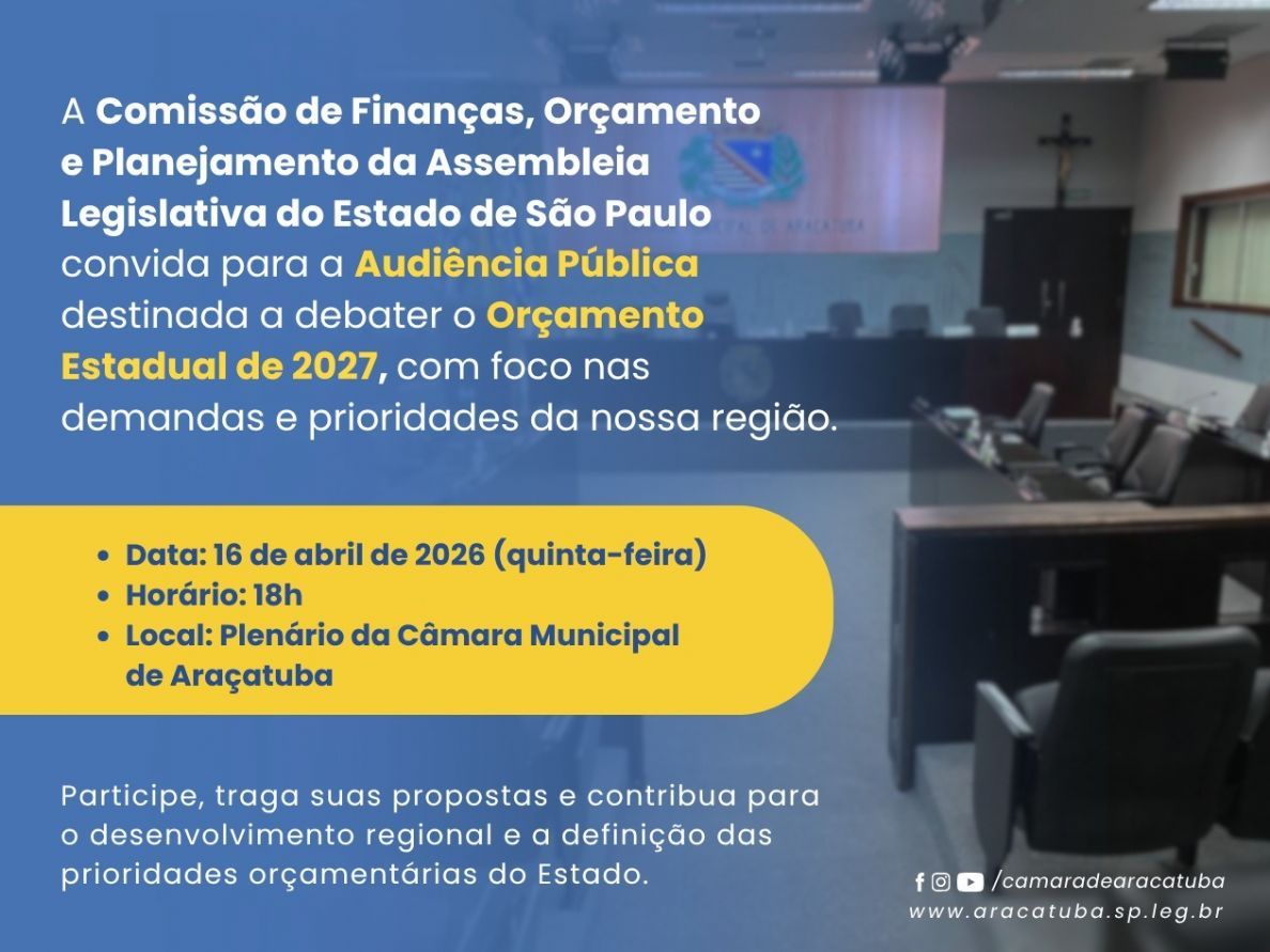 Audiência Pùblica da Assembleia de São Paulo nesta quinta-feira